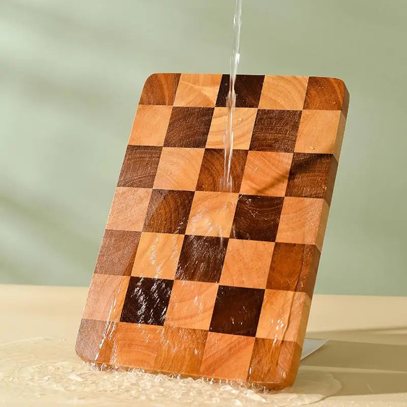 Wooden Cutting Board Checkerboard Pattern Solid Wood Sturdy Thick Planks Non-Slip Kitchen Board Professional | Sansoti