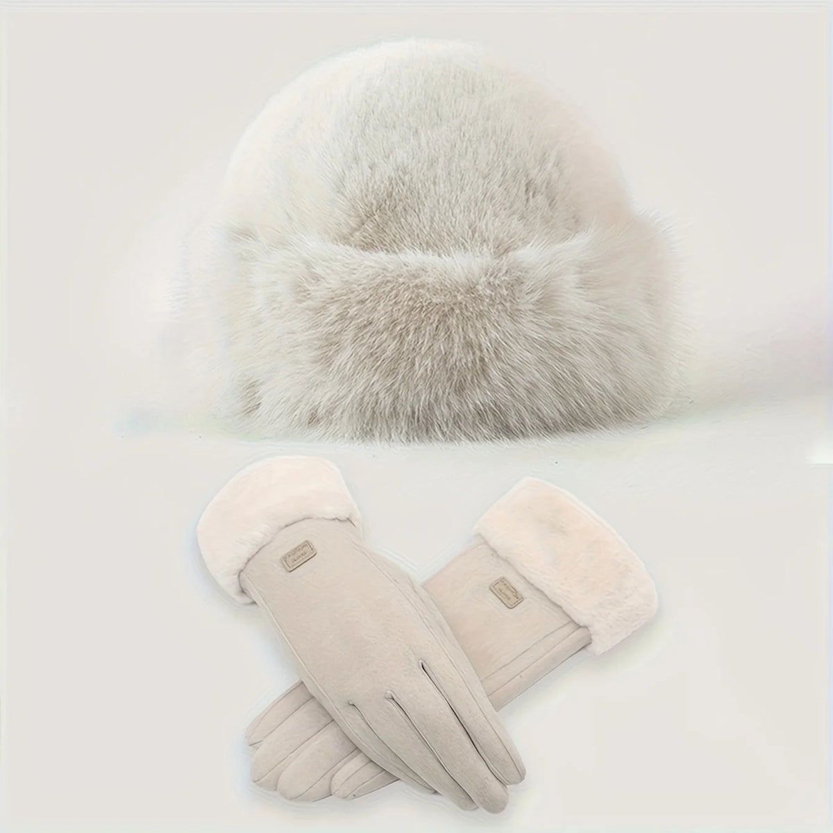 Pluche Winterset Muts en Handschoenen Dames Heren Dikke Fleece Beanie Oudroze Zwart Wit Warm Winter Skimuts | Sansoti