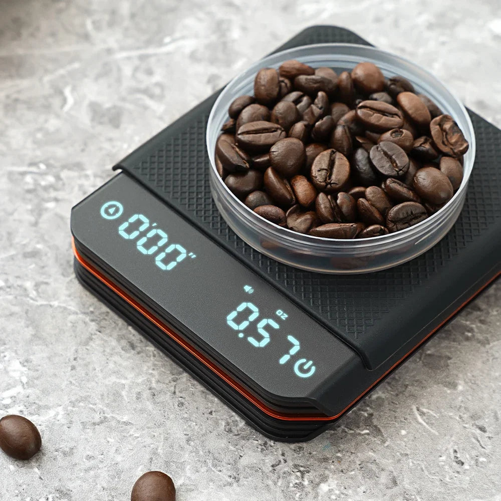 Balance à café digitale 2000g rechargeable USB-C Minuteur Espresso Précision 0,1g LED Compacte Portable Barista Balance de cuisine | Sansoti