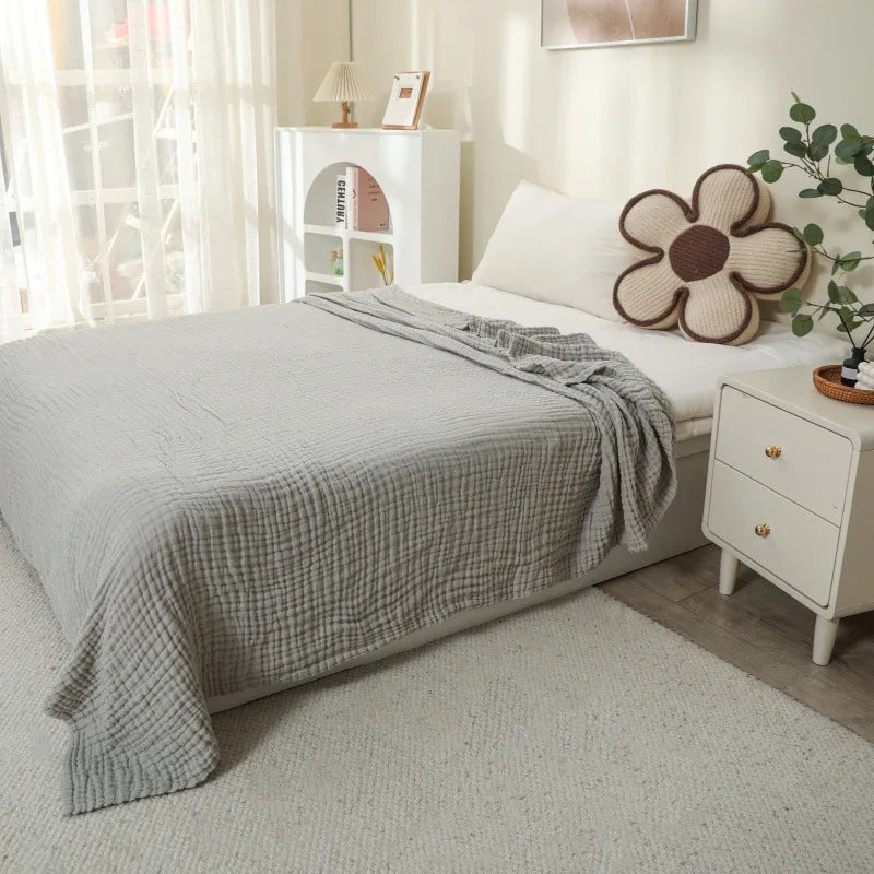 Muslin Throw Six-Layer Cotton Blanket Soft Breathable 198x229cm Bed Sofa Living Room Year-Round Comfort Warmth | Sansoti