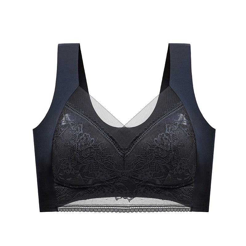 Push-Up Bra with Lace Wireless Wire-Free Supportive Comfortable Breathable Stretch Women's Lingerie Elastic | Sansoti