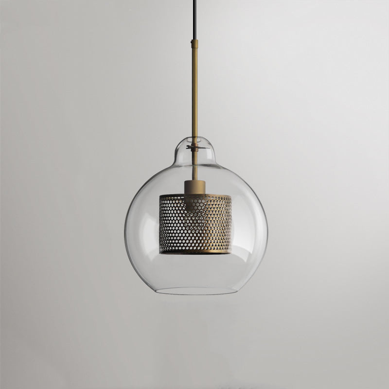 Glass Pendant Light Globe Gold or Silver E26 Socket Adjustable Cord Dining Room Bedroom Living Room Modern | Sansoti