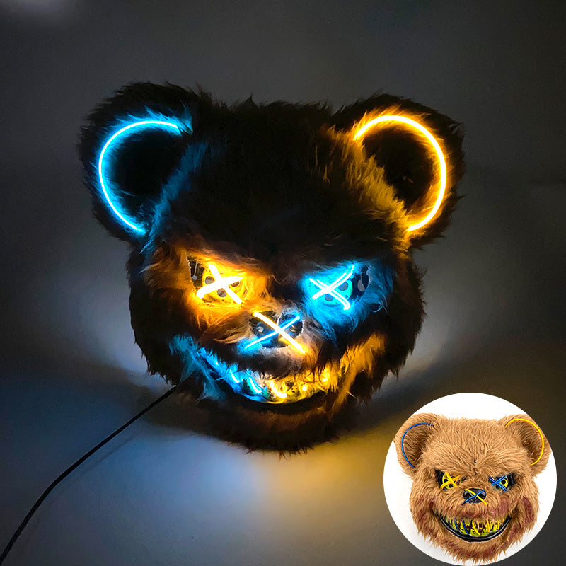 LED Horror Masker met Verlichte Beer Design | Griezelig Kostuum Accessoire voor Halloween Feest Party Decoratie | Sansoti