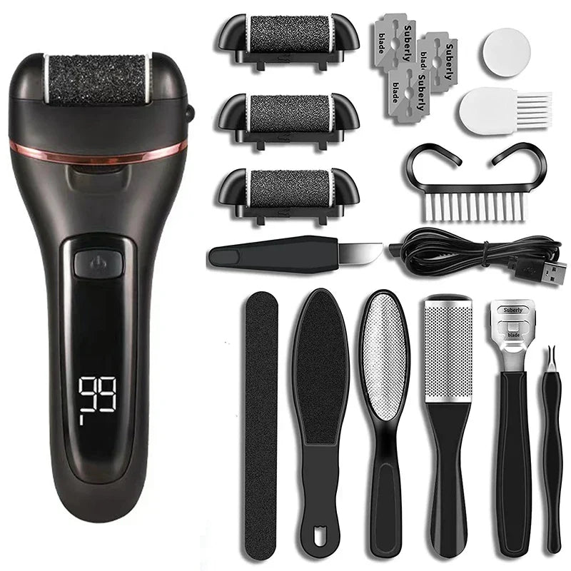 Electric Rechargeable Foot File with LED LCD Display, IPX7 Waterproof, for Calluses and Foot Care | Sansoti