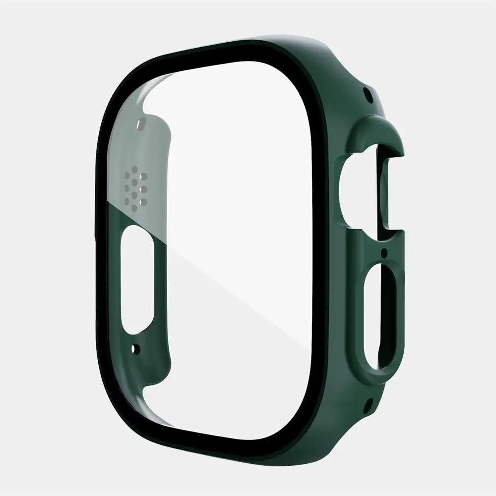 Ochronne etui z poliwęglanu i szkła do smartwatcha 49mm, przezroczyste, czarne, różowozłote, zielone, odporne na zarysowania | Sansoti