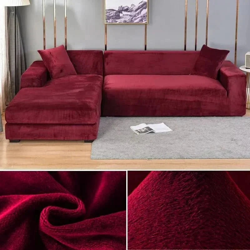Housse de canapé en velours extensible élastique, protège-canapé antidérapante lavable pour canapé 1, 2 ou 3 places | Sansoti