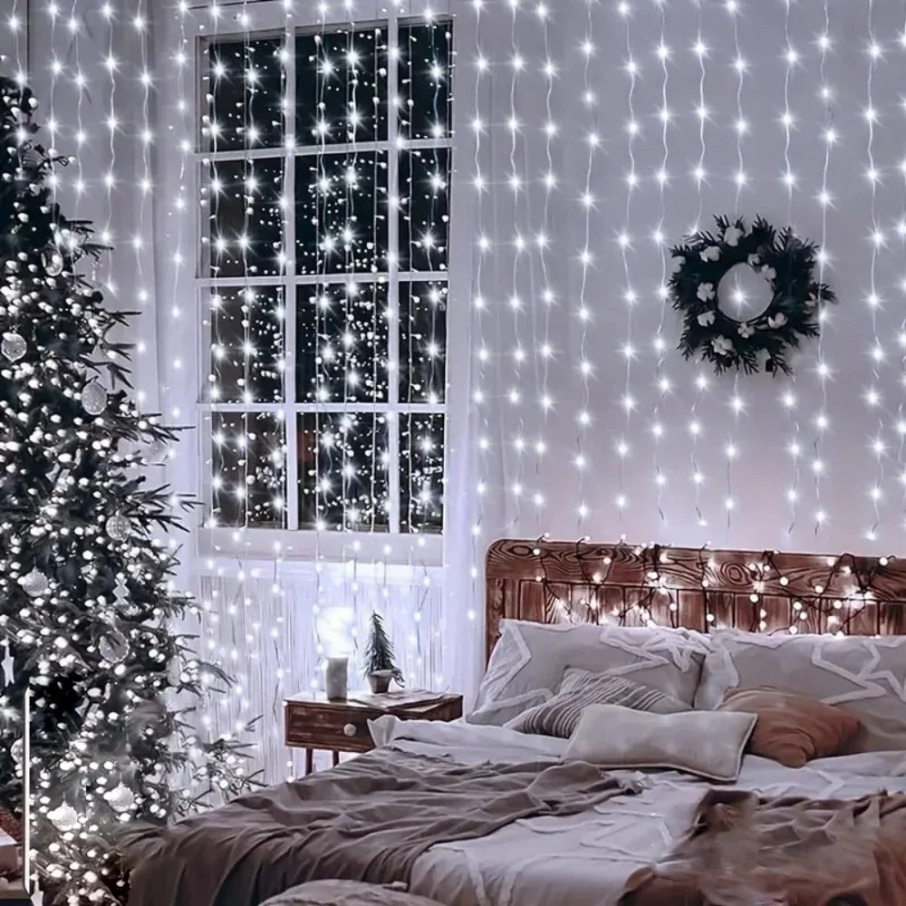 Guirlande lumineuse LED pour rideau, 8 modes, à piles, 3 m, 6 m, éclairage d’ambiance festif pour intérieur, maison et chambre | Sansoti