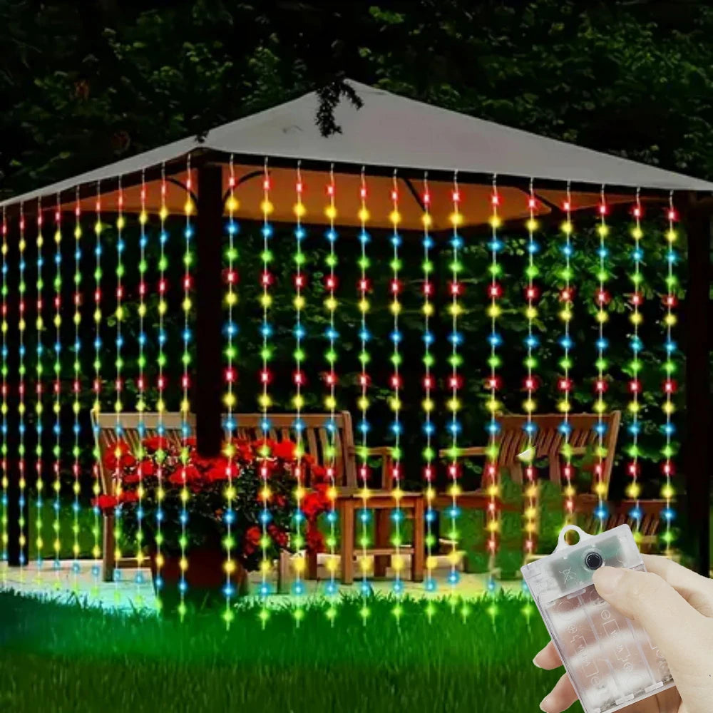 Guirlande lumineuse LED pour rideau, 8 modes, à piles, 3 m, 6 m, éclairage d’ambiance festif pour intérieur, maison et chambre | Sansoti