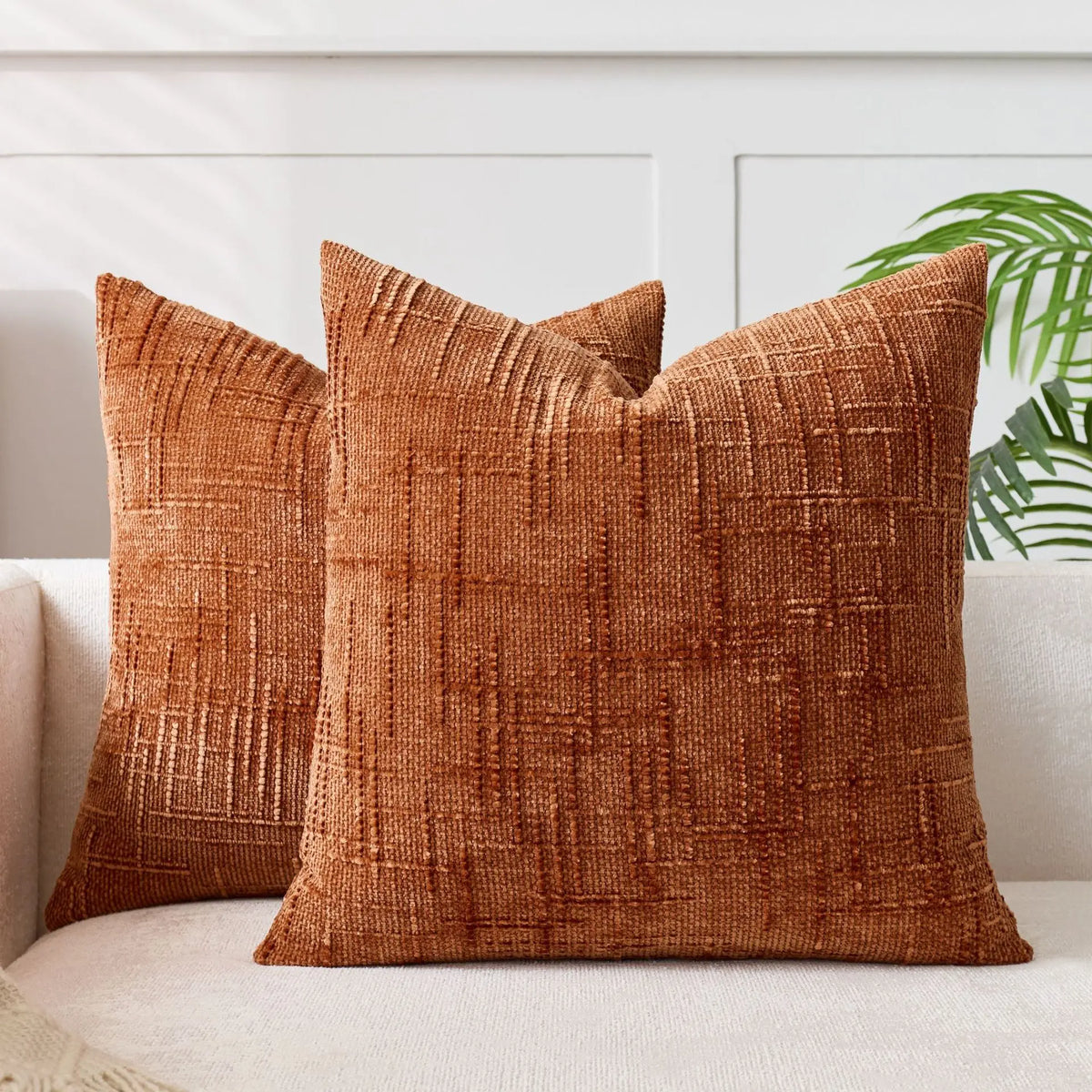 Housse de coussin en chenille, texture bambou, unie, 40, pour canapé et chambre | Sansoti