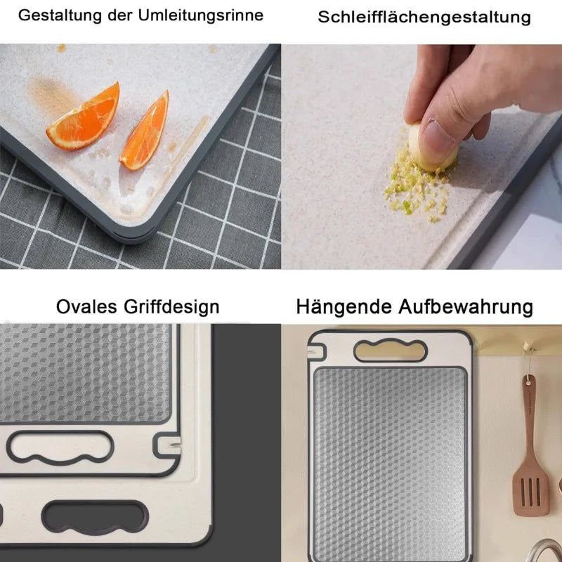 Dubbelzijdige Snijplank RVS 304 Antislip Diamantpatroon Keukenaccessoire voor Groente Vlees Fruit Brood | Sansoti