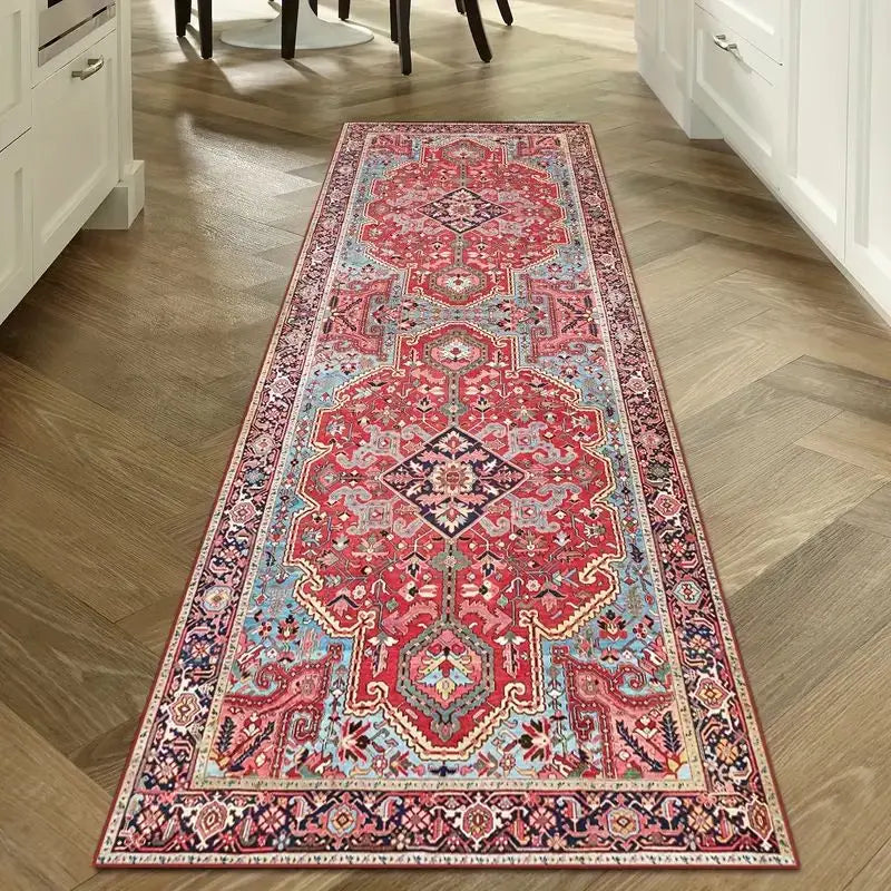 Alfombra de pasillo vintage lavable de terciopelo antideslizante, varios tamaños, para pasillo, cocina, salón y recibidor, de estilo escandinavo | Sansoti