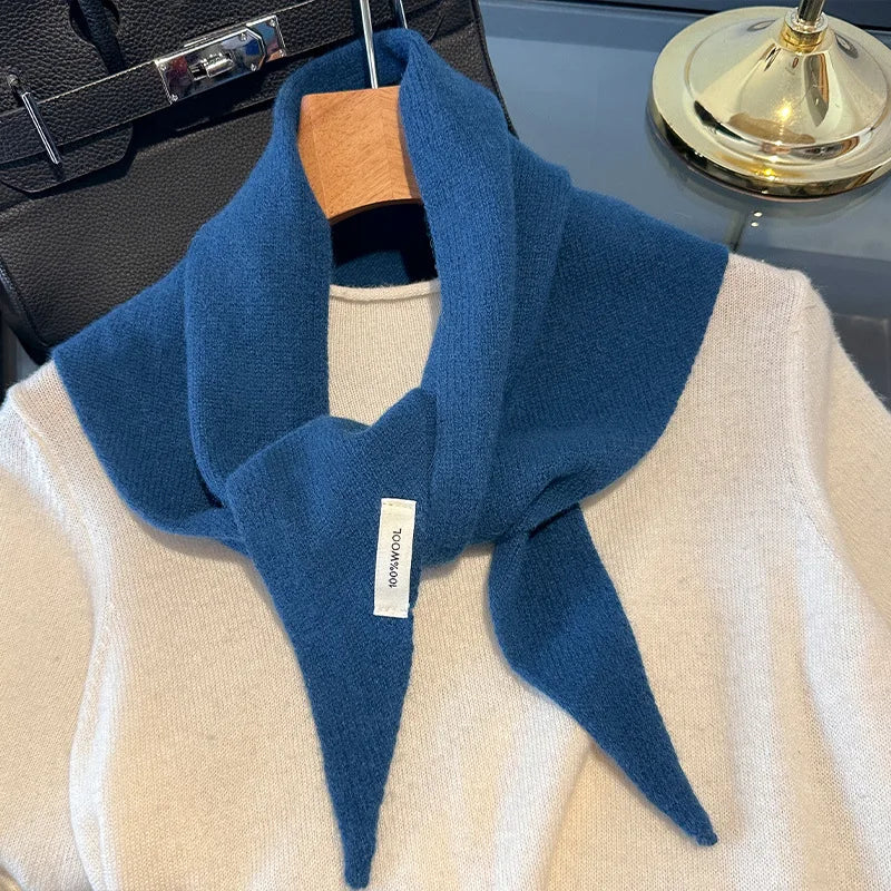 Gebreide Wollen Driehoekssjaal Dames Winterwarm Zachte Halsdoek Effen Kleur Design Comfortabel Stijlvol | Sansoti