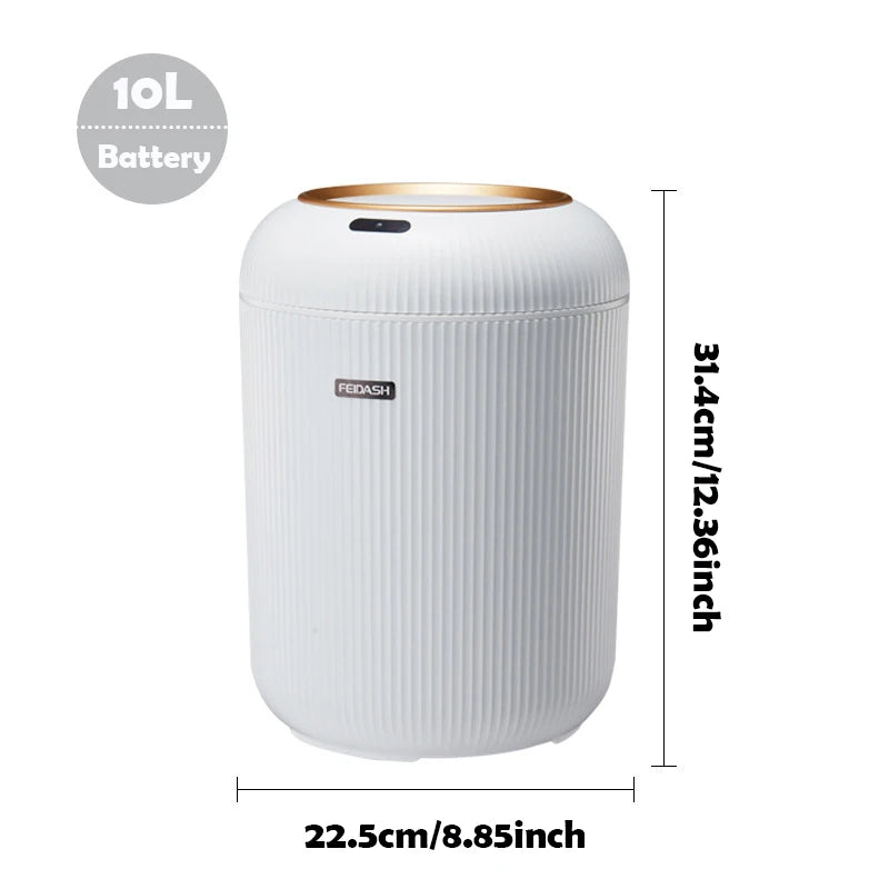 Trash Can Sensor Automatic 10L White Green Black Wooden Legs Living Room Bathroom 0.3s Infrared Lid Smart Garbage Bin Kitchen | Sansoti