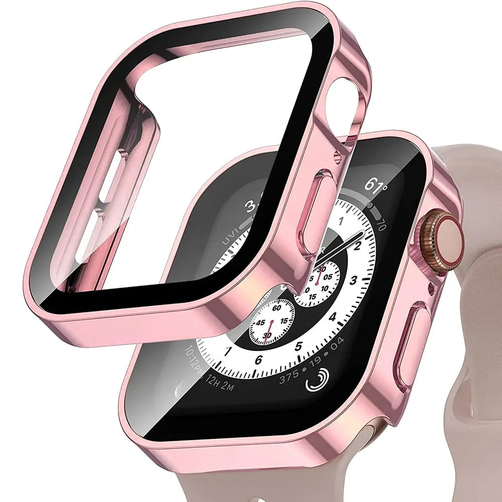 Beschermhoes met Gehard Glas voor Smartwatch 40mm 41mm 44mm 45mm Zwart Zilver Transparant Horloge Case | Sansoti