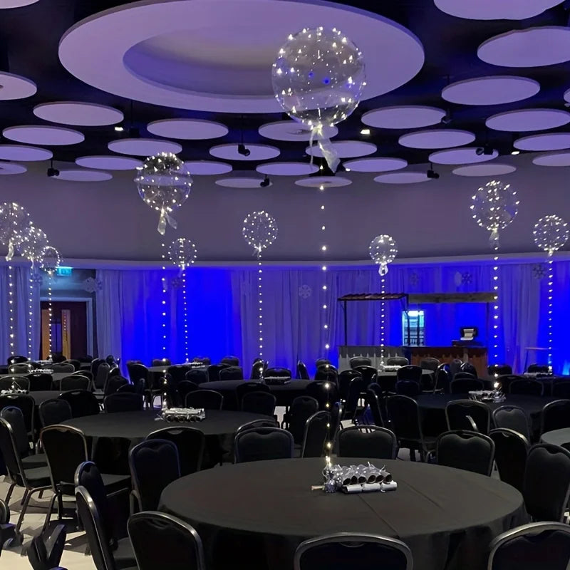 Transparente Partyballons mit LED-Beleuchtung 50 cm, 5 Stück, Lichterketten, Partydekoration, Veranstaltungen | Sansoti