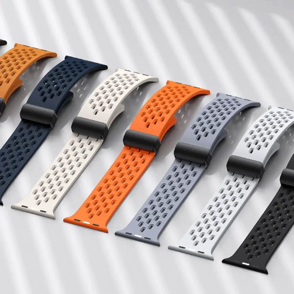 Breathable Magnetic Silicone Smartwatch Band 38-49mm Adjustable Wristband for Sports Active Daily Use | Sansoti