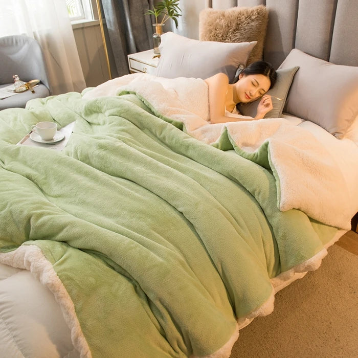 Wool Plaid Blanket | Warm & Soft | Double-Sided | For Bed, Sofa & Winter