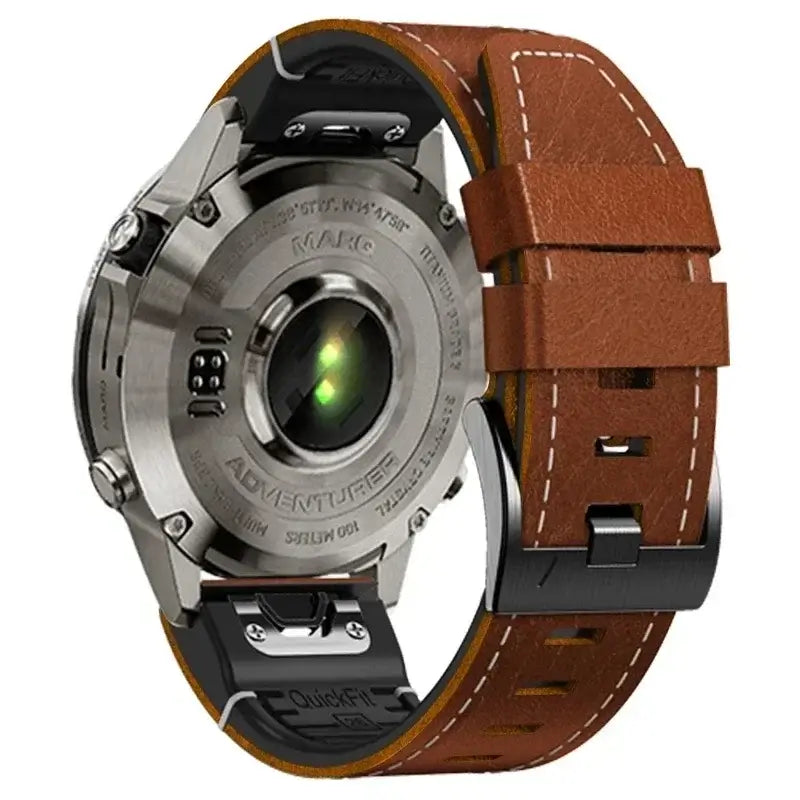 Leather-Silicone Mix Smartwatch Band 22mm 26mm Waterproof QuickFit Watch Band Sport Everyday Use Wristband | Sansoti