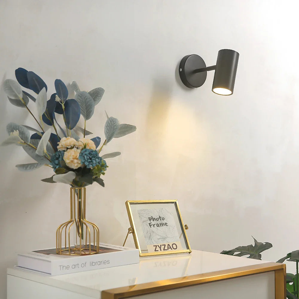 Wall Spot LED Rotatable Metal Black Gold Integrated Bedroom Living Room Reading Lamp Accent Lighting Modern Minimalist | Sansoti