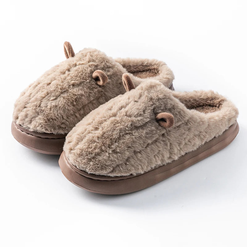 Pluche Winterpantoffels Gesloten Model Dik Gestoffeerd Antislip Warm Comfortabel Binnen Dames Heren Unisex | Sansoti