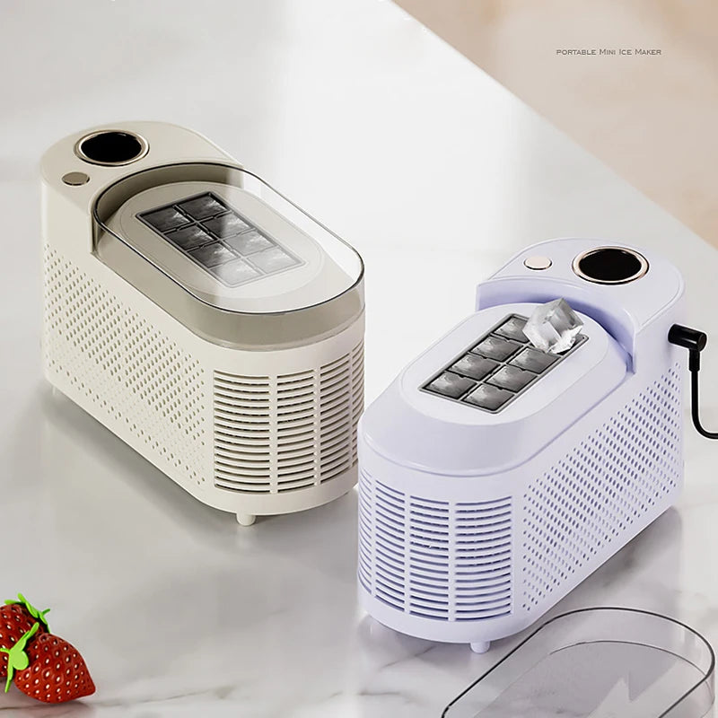 Eismaschine Kompakt Automatisch ABS Aluminium 120W Tragbar Zuhause Büro Camping Eiswürfelbereiter Mini Desktop Schnelle Eismaschine | Sansoti