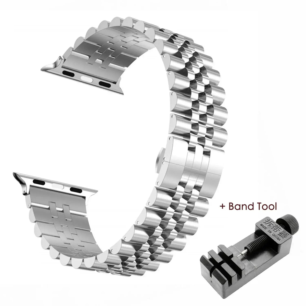 Verstelbaar smartwatch-bandje van roestvrij staal, metalen polsband, universeel, elegant ontwerp | Sansoti