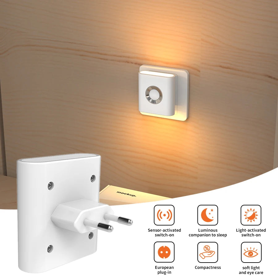 LED Wall Lamp Socket Motion Sensor 5.8G Radar Warm White Bedroom Hallway Toilet Night Light Automatic Sensor Nightlight Plug-in | Sansoti