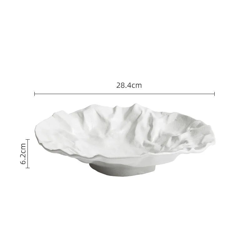 Keramische Kom met Golvende Structuur 23cm & 28cm Wit en Zwart Serviesschaal voor Salades en Soepen Stijlvol Tafelstyling | Sansoti