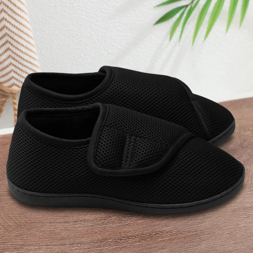 Verstellbare Gesundheitsschuhe mit Klettverschluss und schwarzem Mesh zur Unterstützung der Fußsohle, medizinisch, unisex | Sansoti