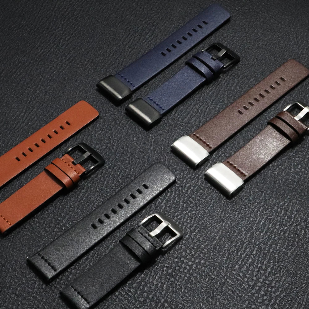 Leather Watch Band with Quick Release 20mm 22mm 26mm Smartwatch Wristband Unisex Brown Black Blue Adjustable | Sansoti