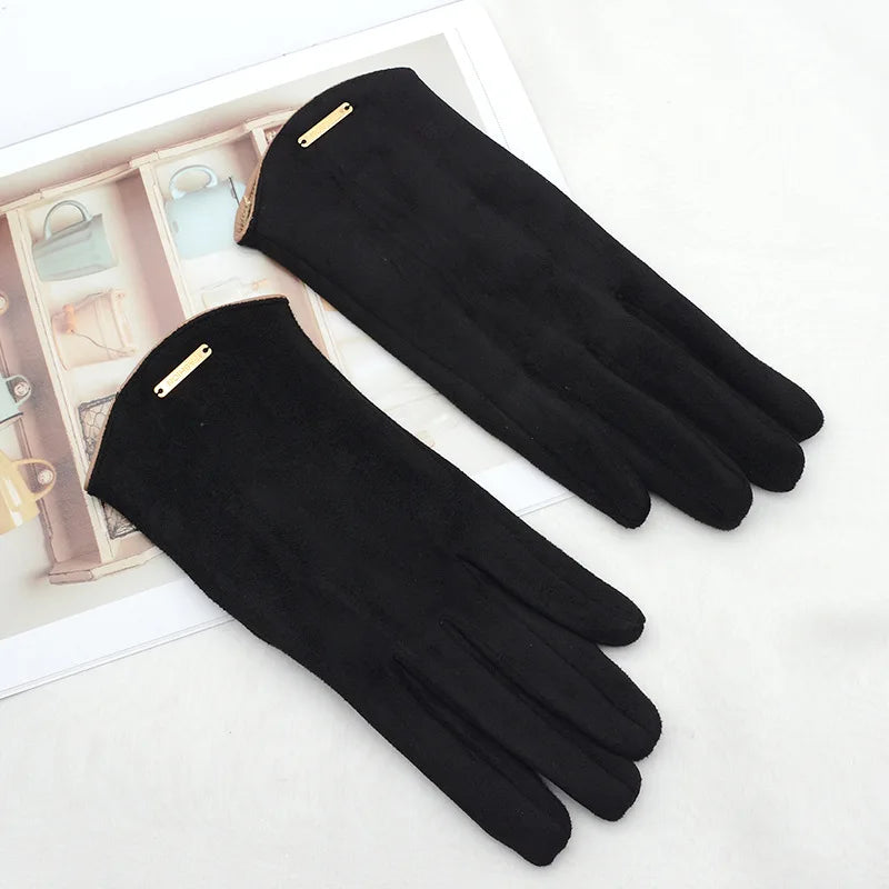 Suède Winterhandschoenen Touchscreen Dames Heren Warm Winddicht Rijhandschoenen Beige Zwart Roze Grijs Winter | Sansoti