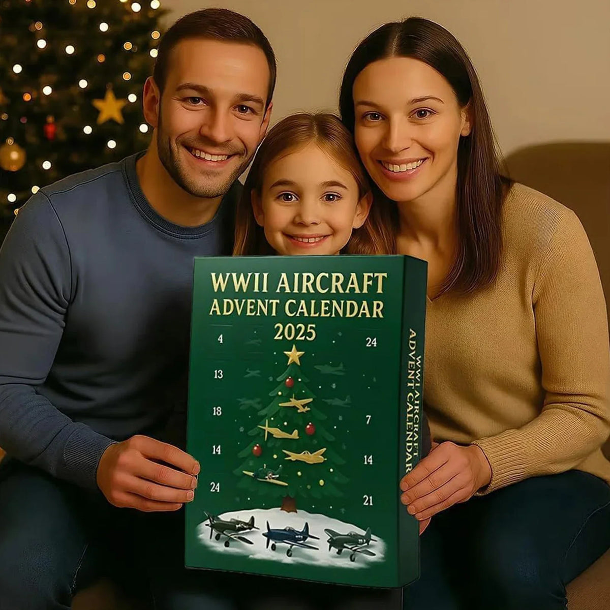 Adventskalender mit historischen Flugzeugen, 24 Miniaturmodelle von Flugzeugen aus dem Zweiten Weltkrieg, Weihnachtskalender für Kinder | Sansoti