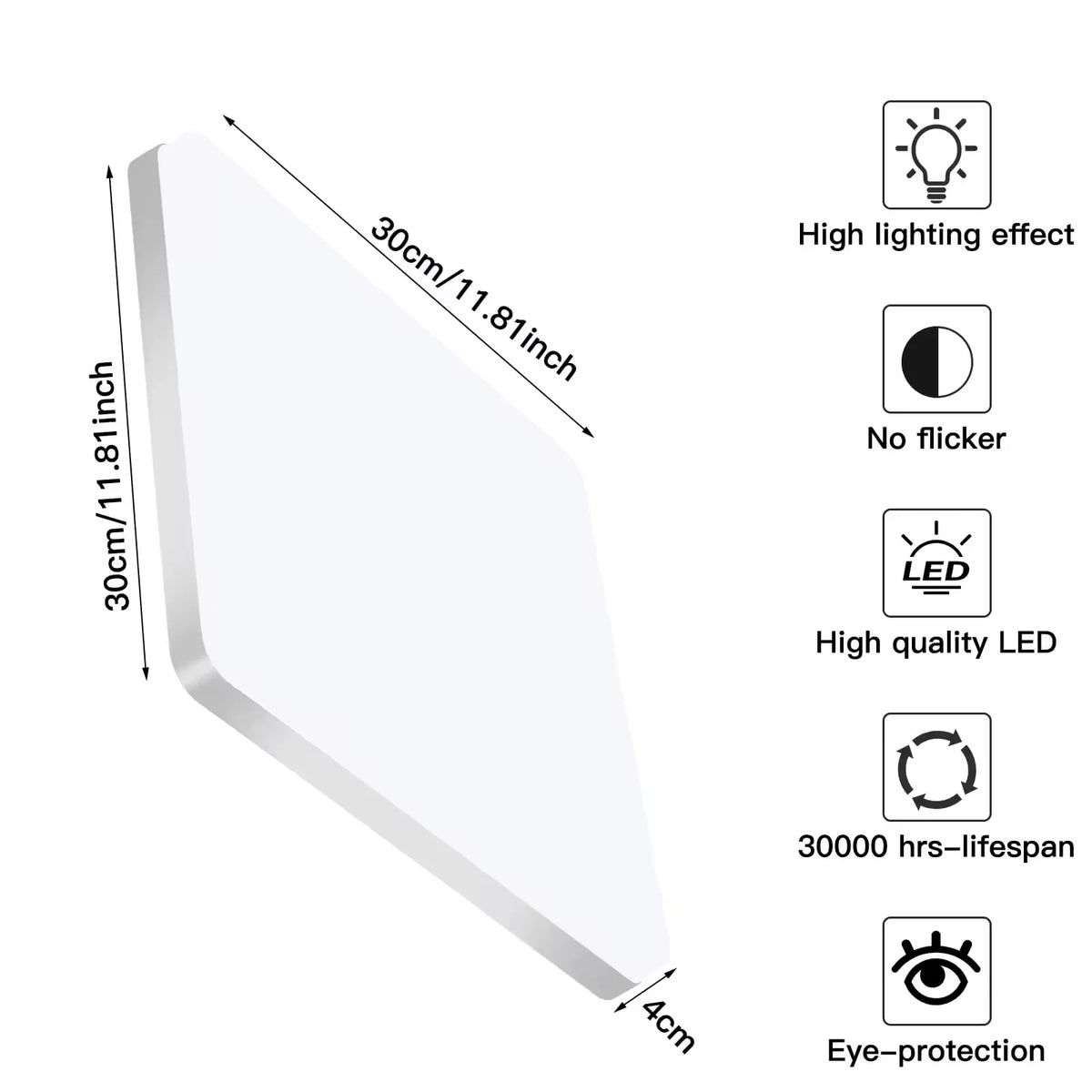 Badezimmerlampe Decke LED Quadratisch 48W 6500K IP44 5400LM | Sansoti