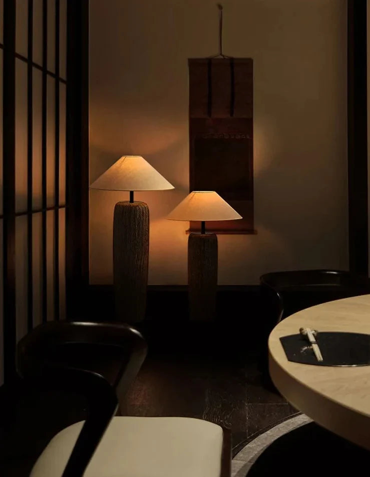 Japanese Ceramic Floor Lamp Rustic Style 40-110 cm Living Room Corner Lighting Warm Ambient Light Standing Lamp | Sansoti