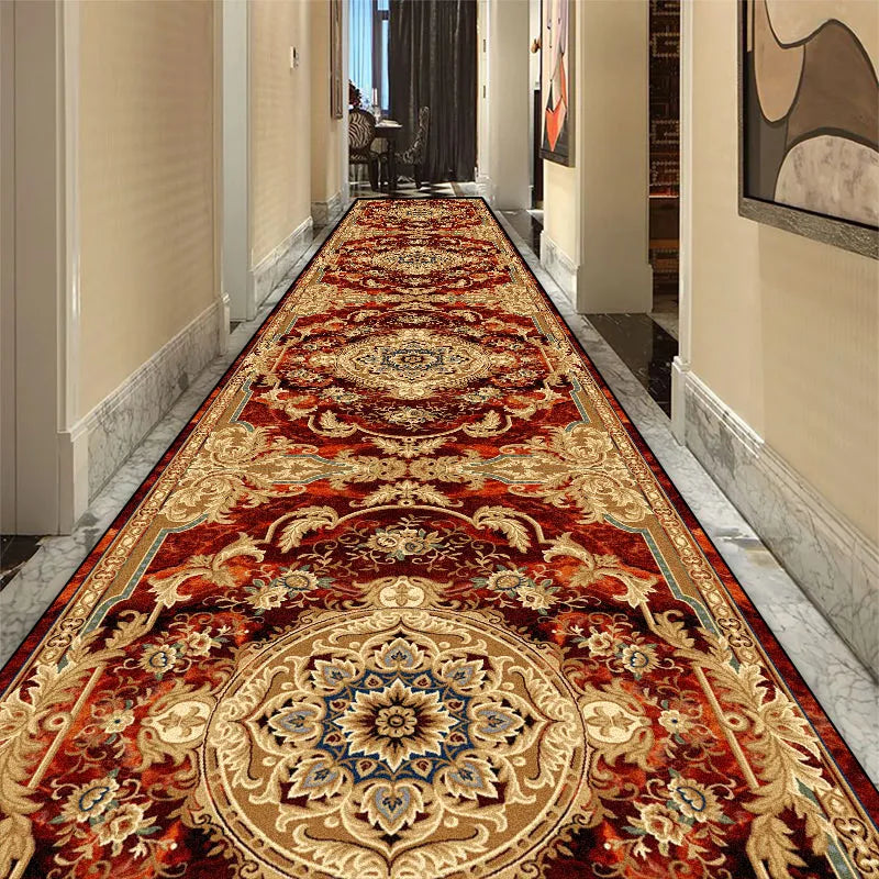 Läuferteppich mit Galerie-Motiv, rutschfest, geometrisches Muster, Vintage-Stil, Flur, Korridor, Polyester, 90×300 cm, Wohnzimmer | Sansoti