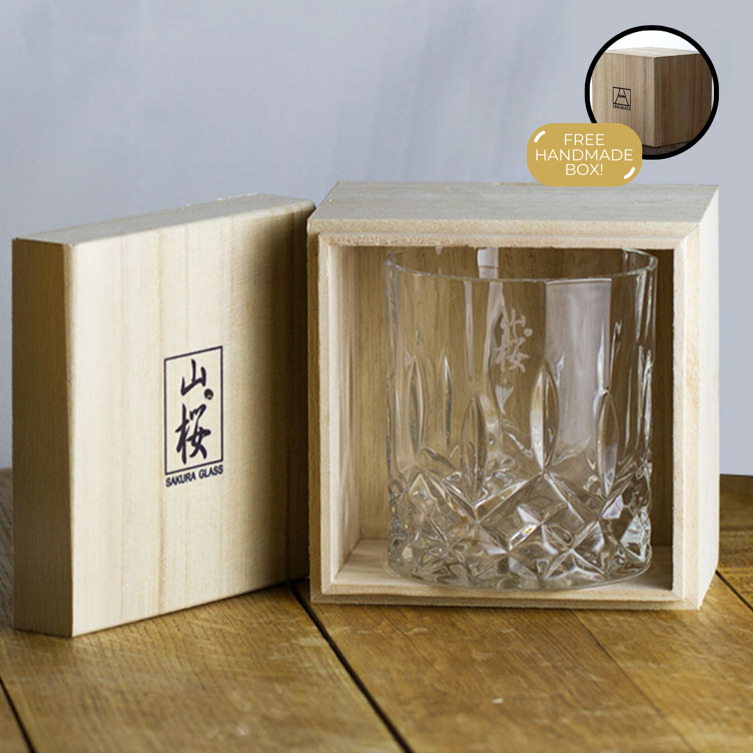 Verre à whisky japonais avec relief fleurs de cerisier 320ml, verre résistant à la chaleur pour whisky, cocktails, cognac, verre à boire premium, artisanat traditionnel, cadeau élégant | Sansoti