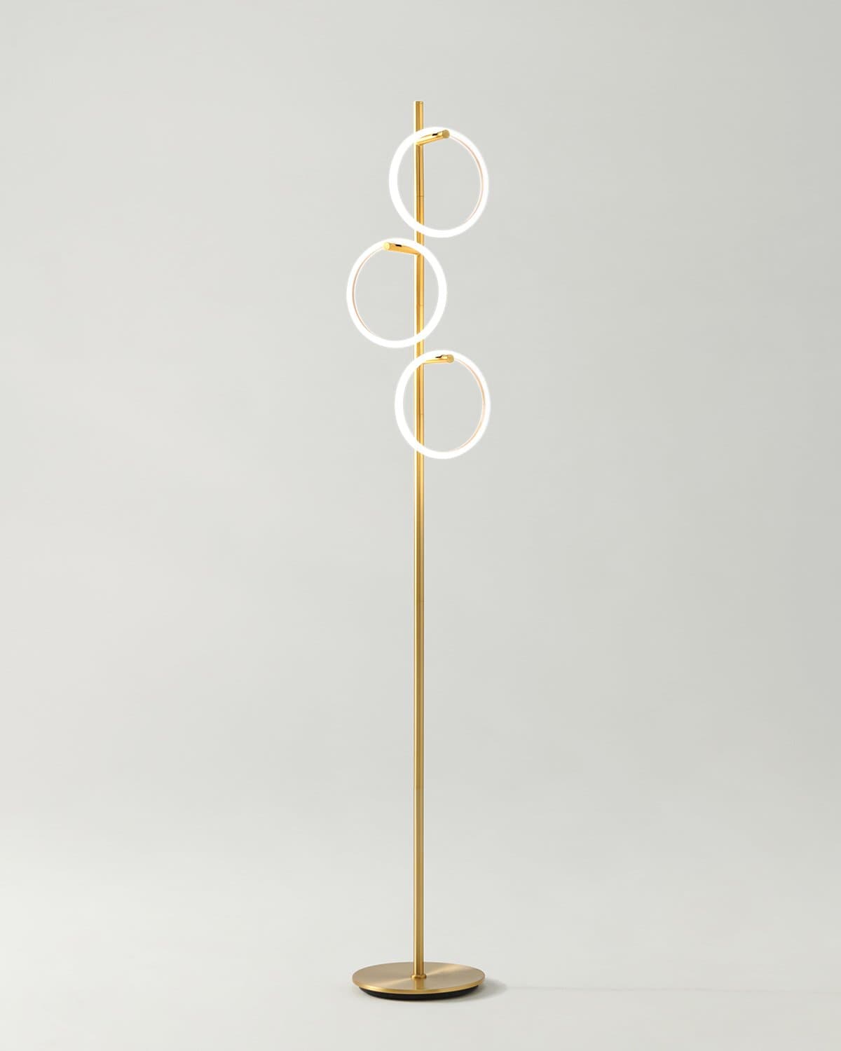 Stehlampe Ring LED Dimmbar Gold Metall 3 Lichtkreise Modern | Sansoti