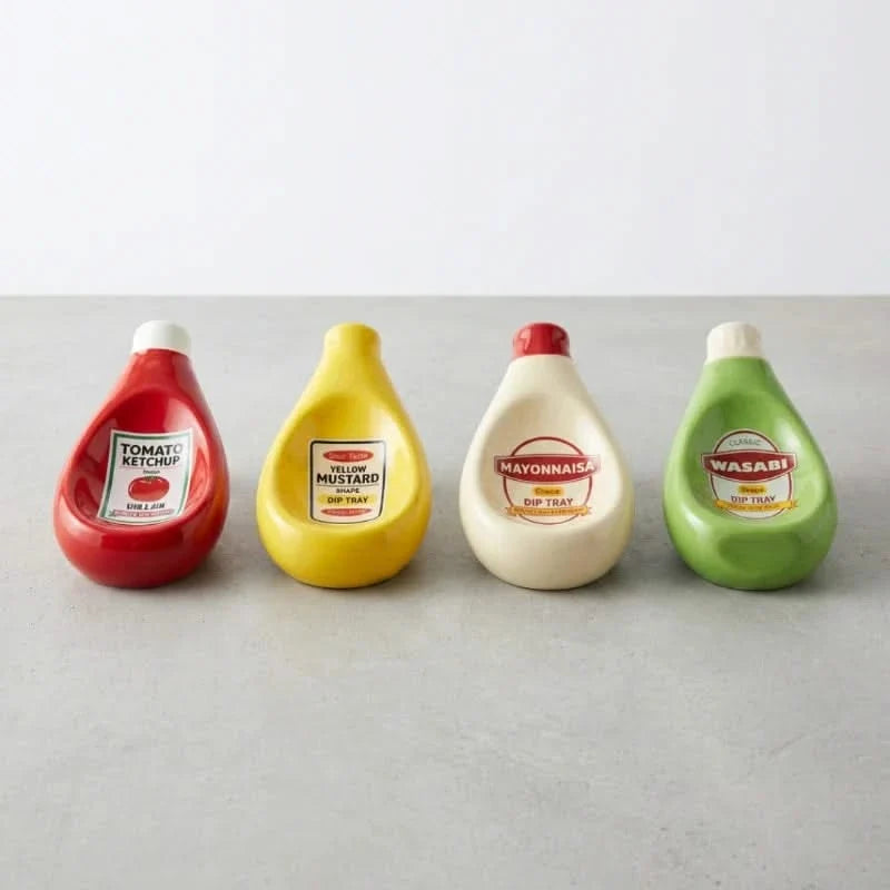 Ceramic Dip Bowls Sauce Bottle Shape for Ketchup Mustard Mayo Wasabi Tableware Serving Dishes Table | Sansoti
