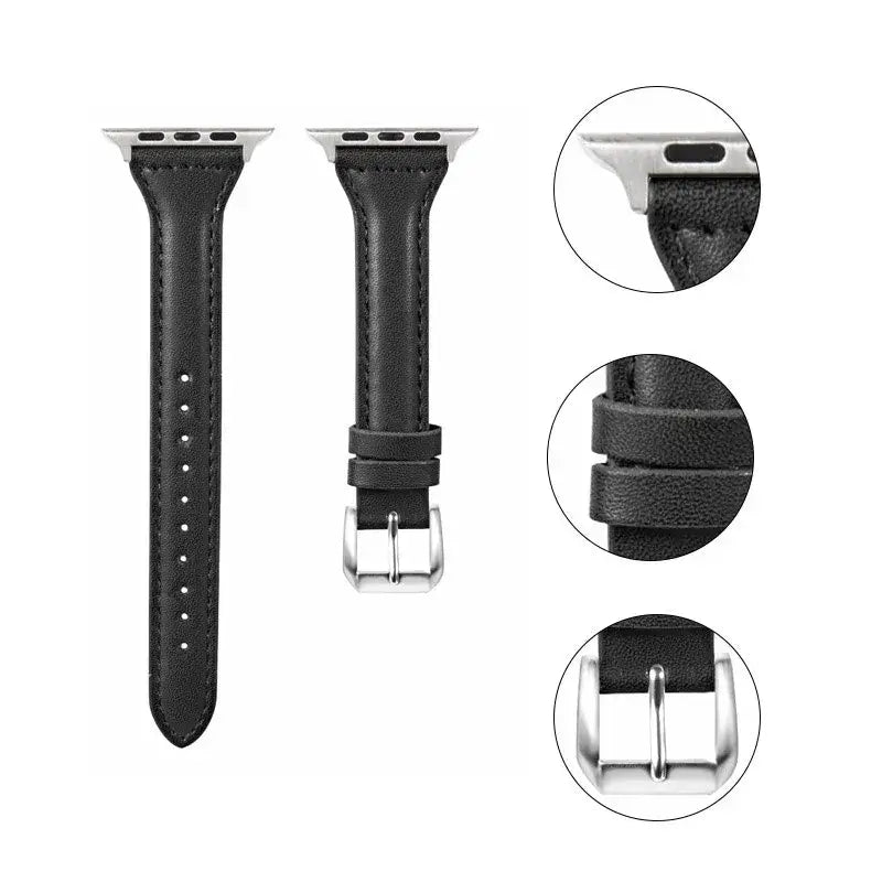 Skórzany pasek do smartwatcha, uniwersalny i regulowany, 38–49 mm, premium, sportowy design | Sansoti