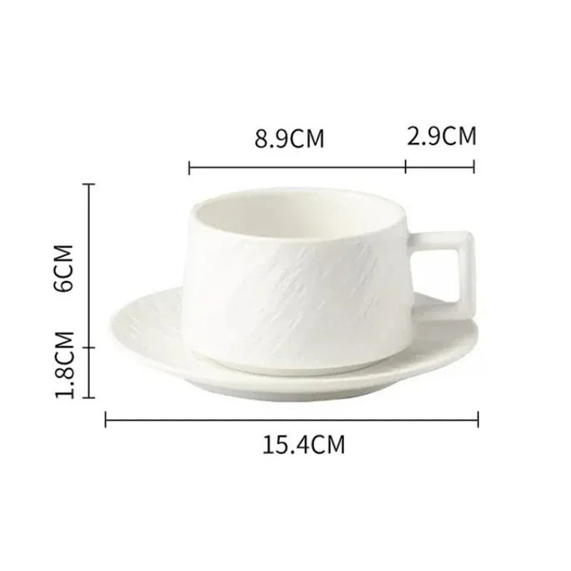 Ceramic Coffee Mug with Saucer – Scandinavian Tableware for Coffee and Tea | Sansoti