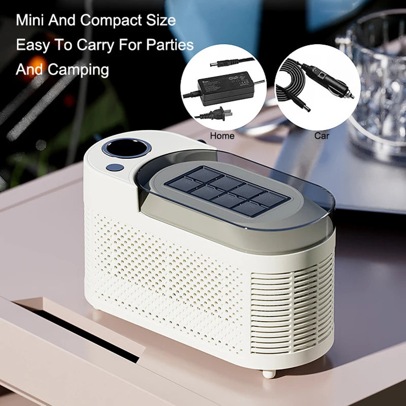 Ice Maker Compact Automatic ABS Aluminum 120W Portable Home Office Camping Ice Cube Maker Mini Desktop Fast Ice Cube Machine | Sansoti