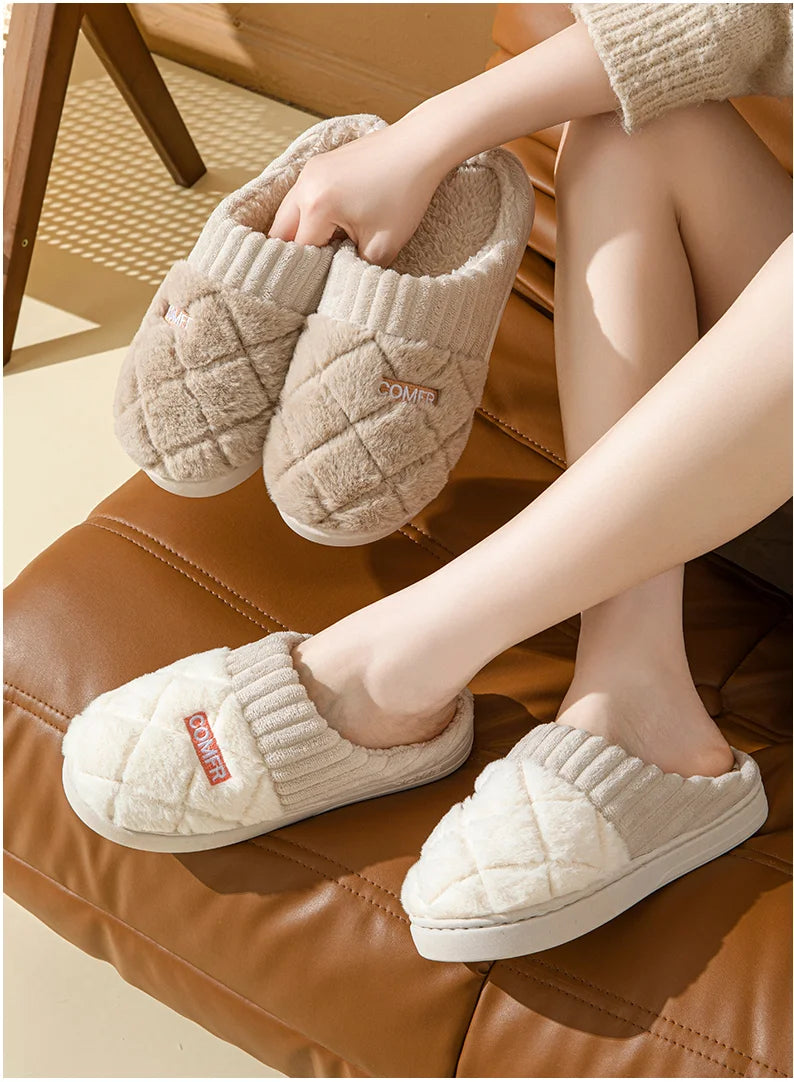 Winterpantoffels Pluche Gevoerd Antislip Zool Binnenschoenen Unisex Warme Huisslippers Comfortabel Thuis | Sansoti