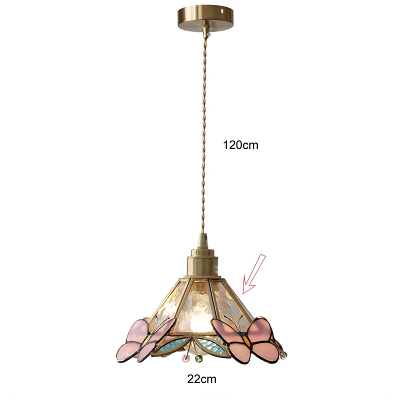 Pendant Lamp Tiffany Stained Glass Copper E27 Living Room Dining Room Bedroom Vintage Retro Pendant Lamp Ambient Lighting Kitchen Hallway | Sansoti
