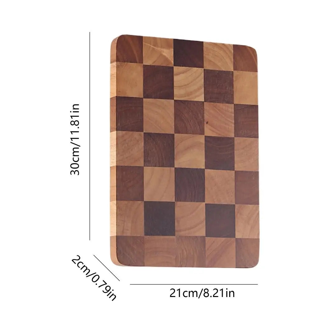 Wooden Cutting Board Checkerboard Pattern Solid Wood Sturdy Thick Planks Non-Slip Kitchen Board Professional | Sansoti