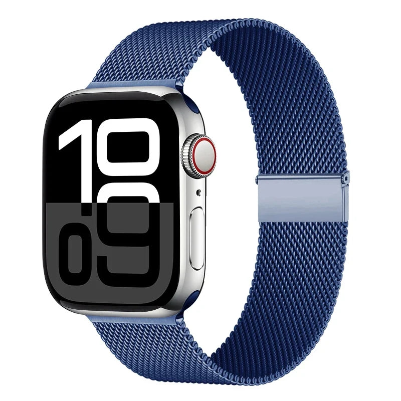 Mediolański pasek do zegarka z siatki ze stali nierdzewnej, regulowany, z magnetycznym zapięciem, do smartwatcha 38–49 mm, akcesorium na nadgarstek | Sansoti