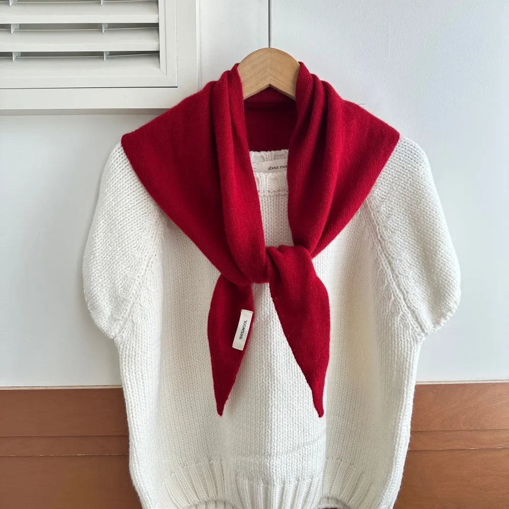 Wollen Driehoeksjaal Vrouwen Winterwarm Gebreide Omslagdoek Effen Pashmina Sjaal Hoofddoek Hals Accessoire | Sansoti