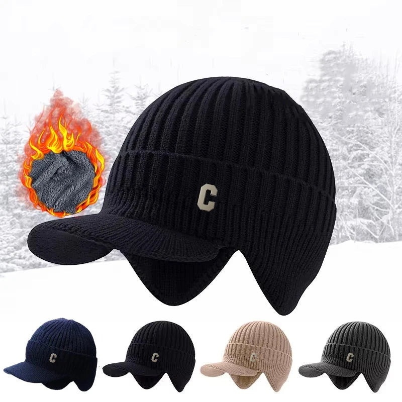 Unisex-Strickmütze für den Winter mit Umschlag - winddicht, warm, Eislaufen, Skifahren, Outdoor-Wintersport, Wandern, Snowboarden | Sansoti