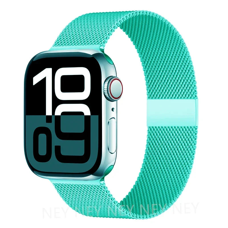 Mediolański pasek do zegarka z siatki ze stali nierdzewnej, regulowany, z magnetycznym zapięciem, do smartwatcha 38–49 mm, akcesorium na nadgarstek | Sansoti