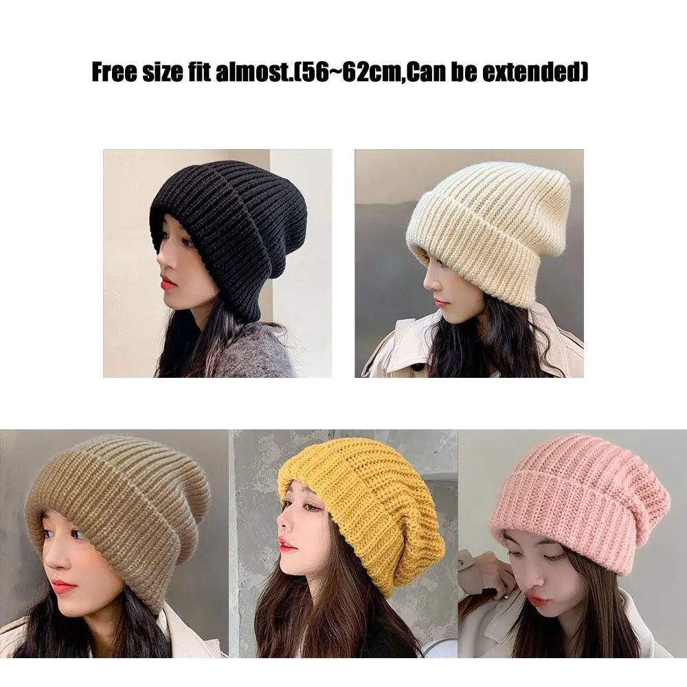 Gestrickte Baumwollmütze Unisex Beanie Winterkopfbedeckung Hip-Hop Streetwear Wärme Einfarbig Skatewear | Sansoti