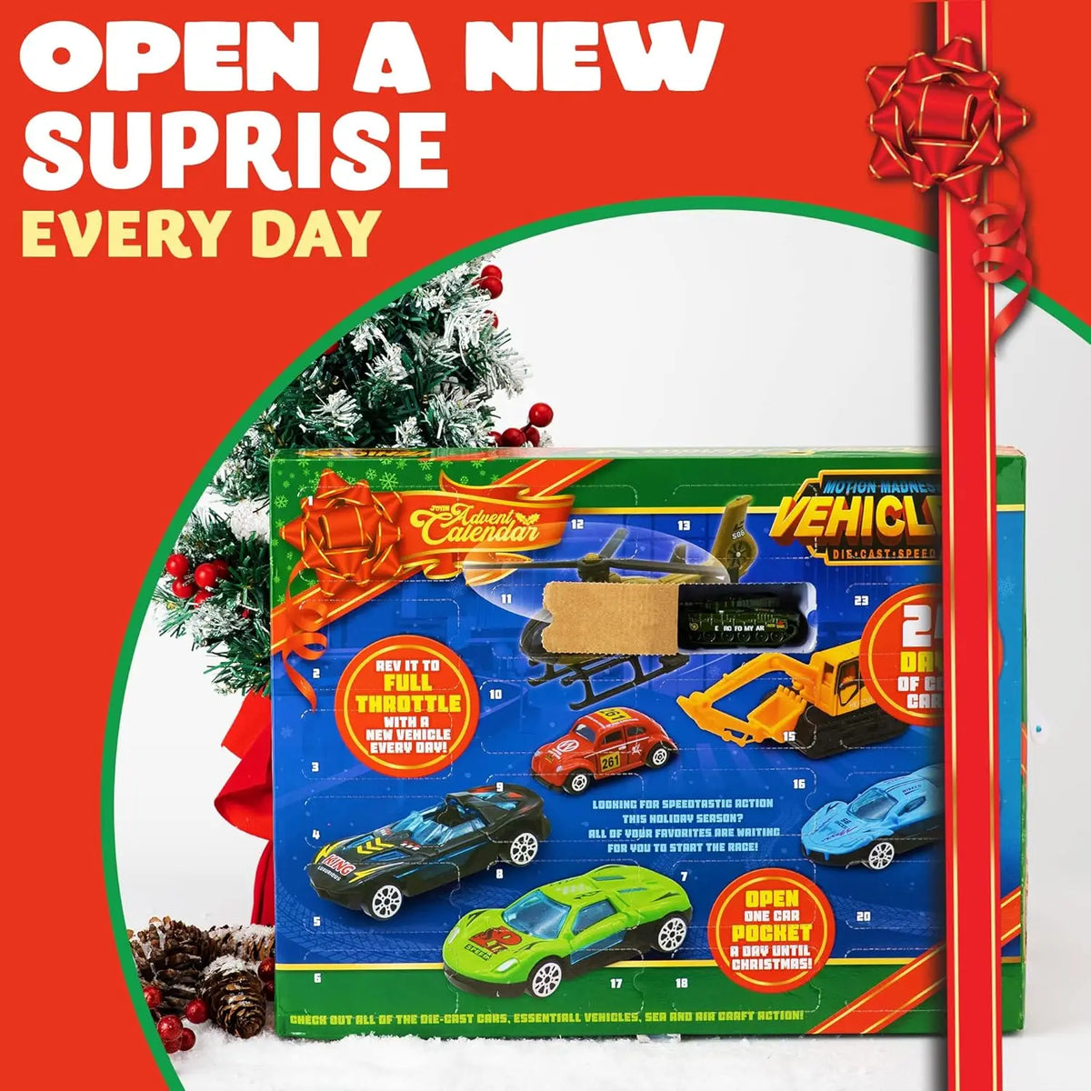 Advent Calendar Vehicles 24-Day Countdown Toy Christmas Surprise for Children Cars Christmas Gift for Boys | Sansoti